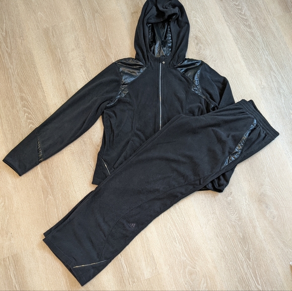 adidas Jackets & Blazers - Adidas Micro Fleece Hoodie Jacket Wide Pant Leg Outfit Set